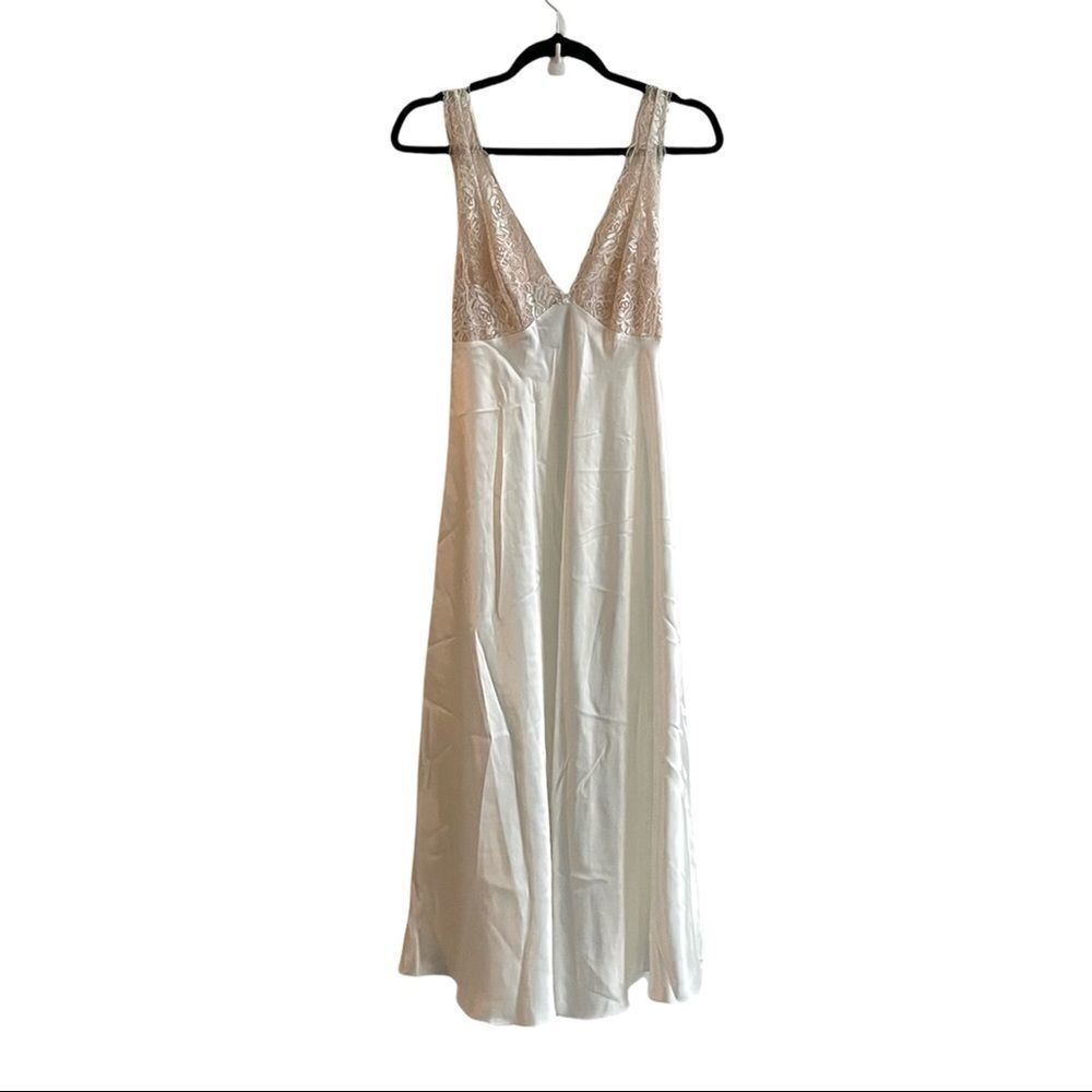 JONES NEW YORK White Lace Sleeveless Long Nightgown Size Small